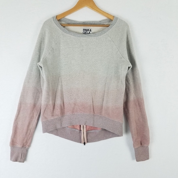 Pam & Gela Ombre Zipper Back Longsleeve Pull-over Sweater Small - Picture 4 of 10
